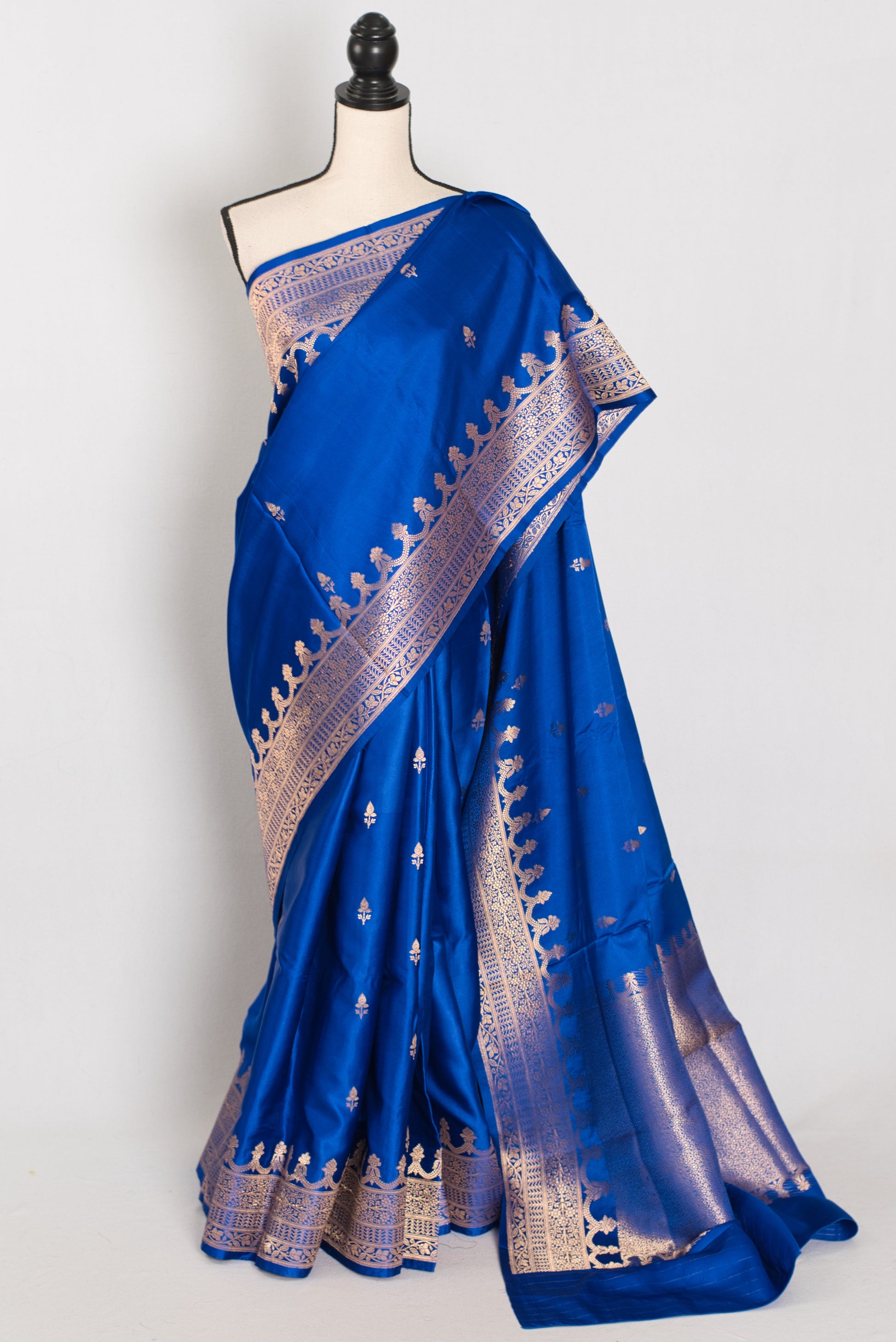 Suhani | Royal Blue Premium Mashru Banarasi Silk Saree | Traditional Gold Zari image 0