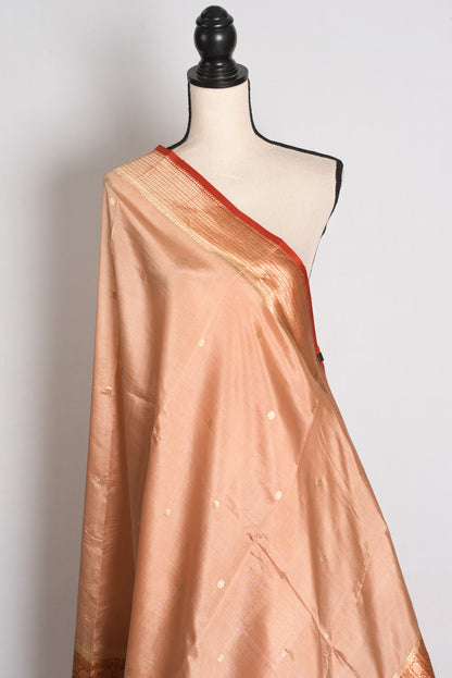 Naima: Sandalwood Brown and Rust Wide Border Mango Silk Banarasi Saree image 4