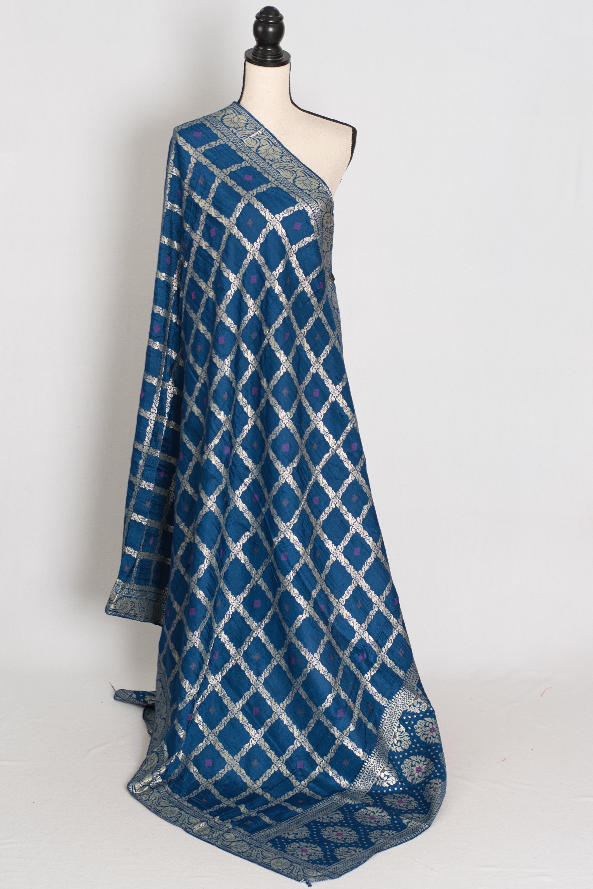 Mahi : Blue Gharchola Dola Silk Banarasi Dupatta image 1
