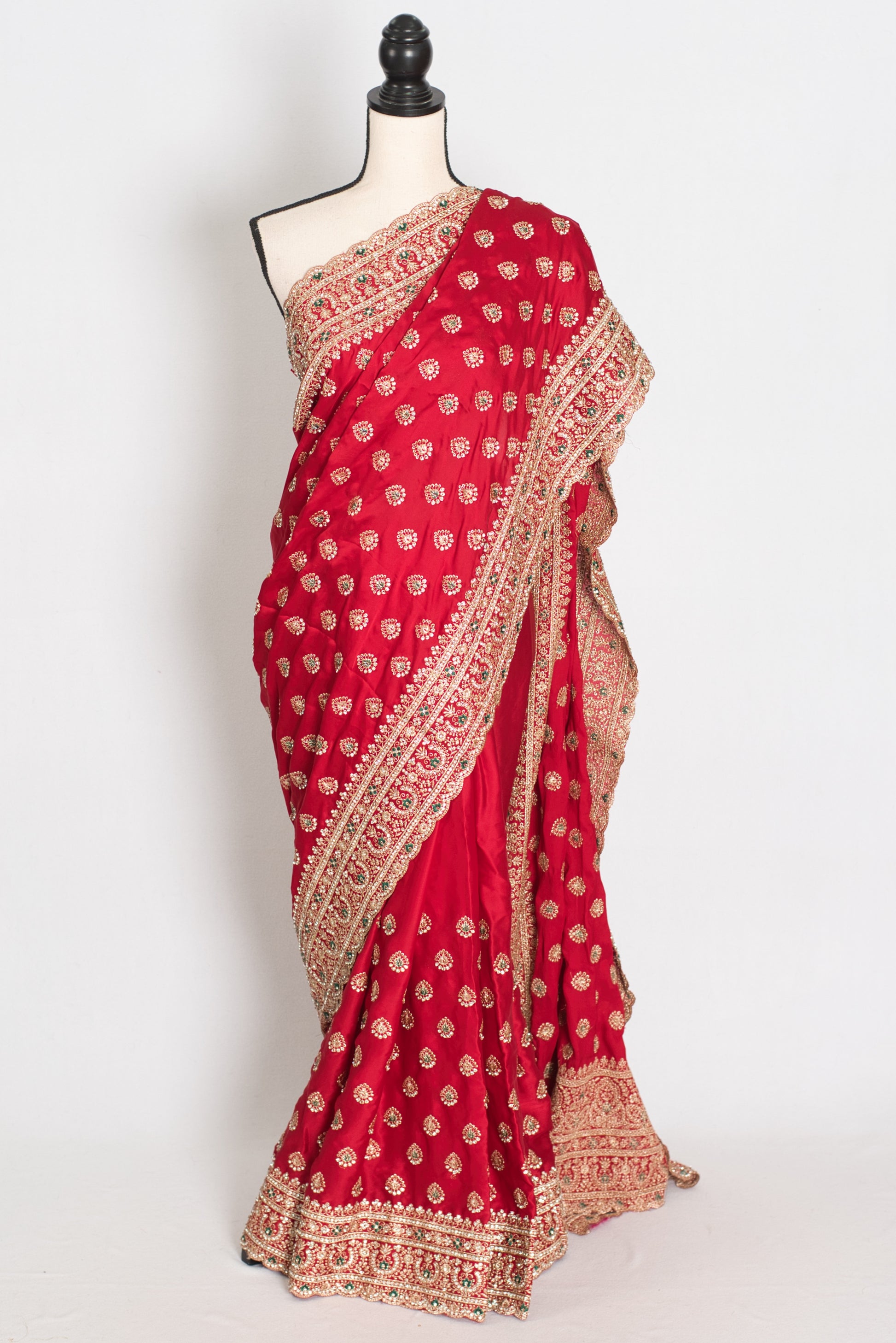 Reshma | Rosy Pink Designer Satin Saree | Royal Bridal & Festive Wear image 0