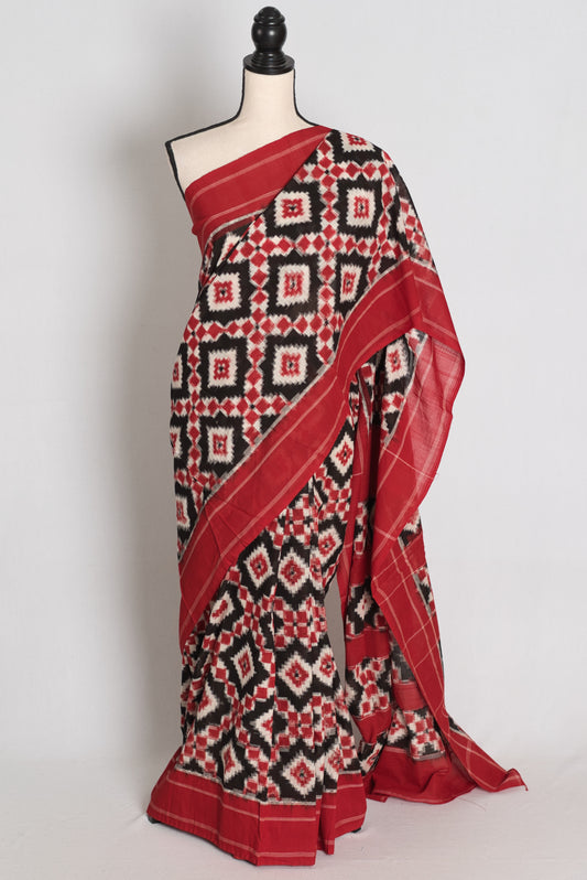 Black Ikat saree — view