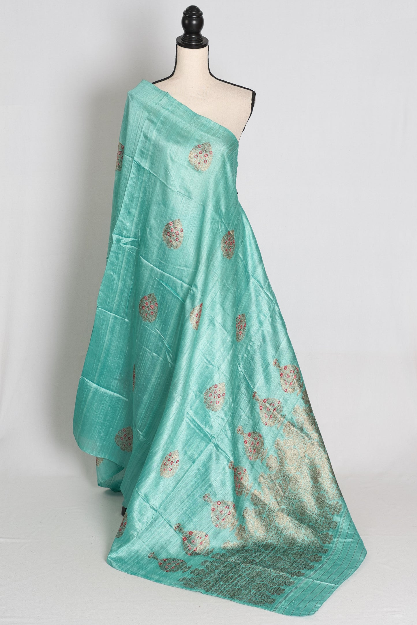 Disha : Mint Green Raw Silk Banarasi Saree | Silk Mark Certified image 1
