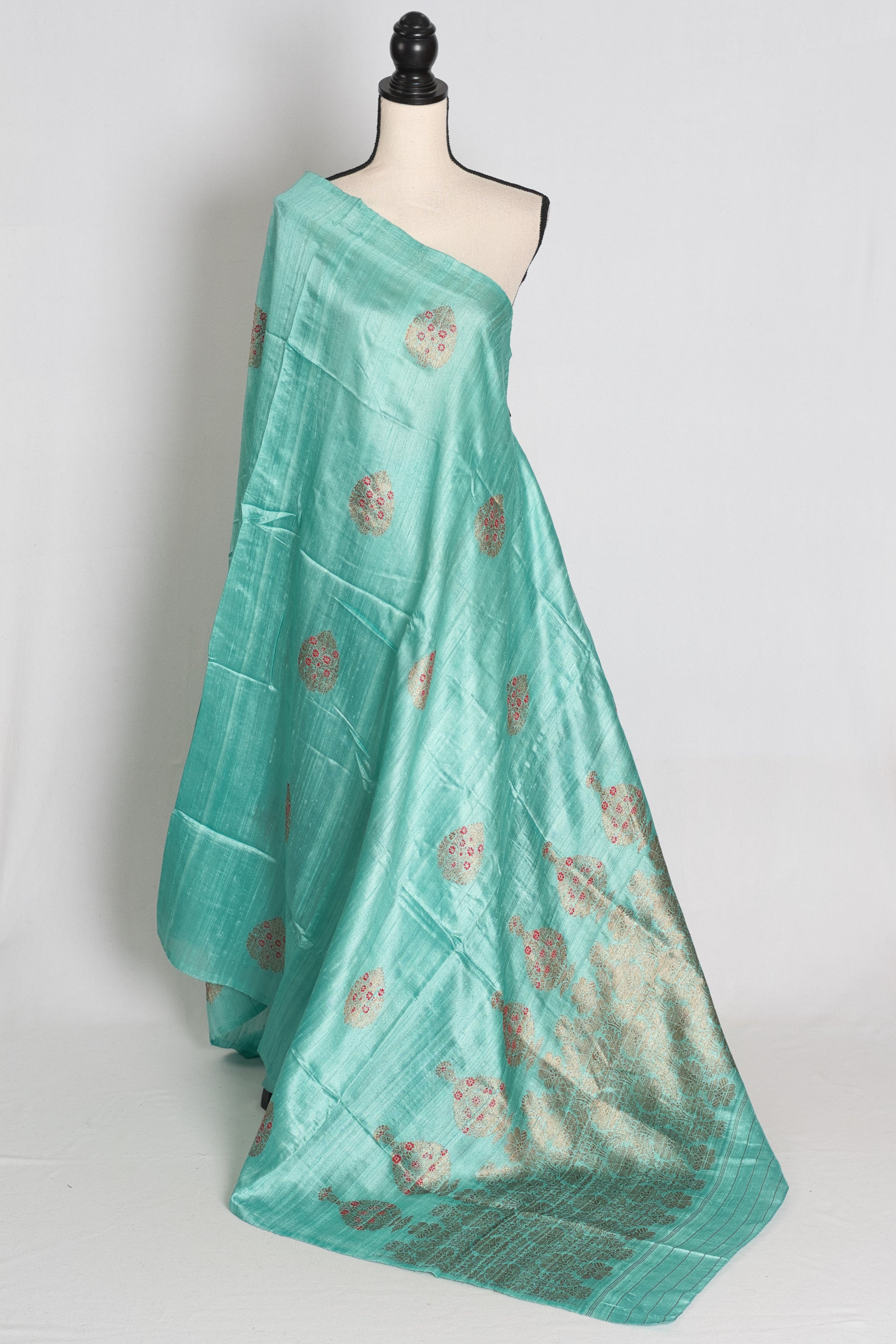 Disha : Mint Green Raw Silk Banarasi Saree | Silk Mark Certified image 1