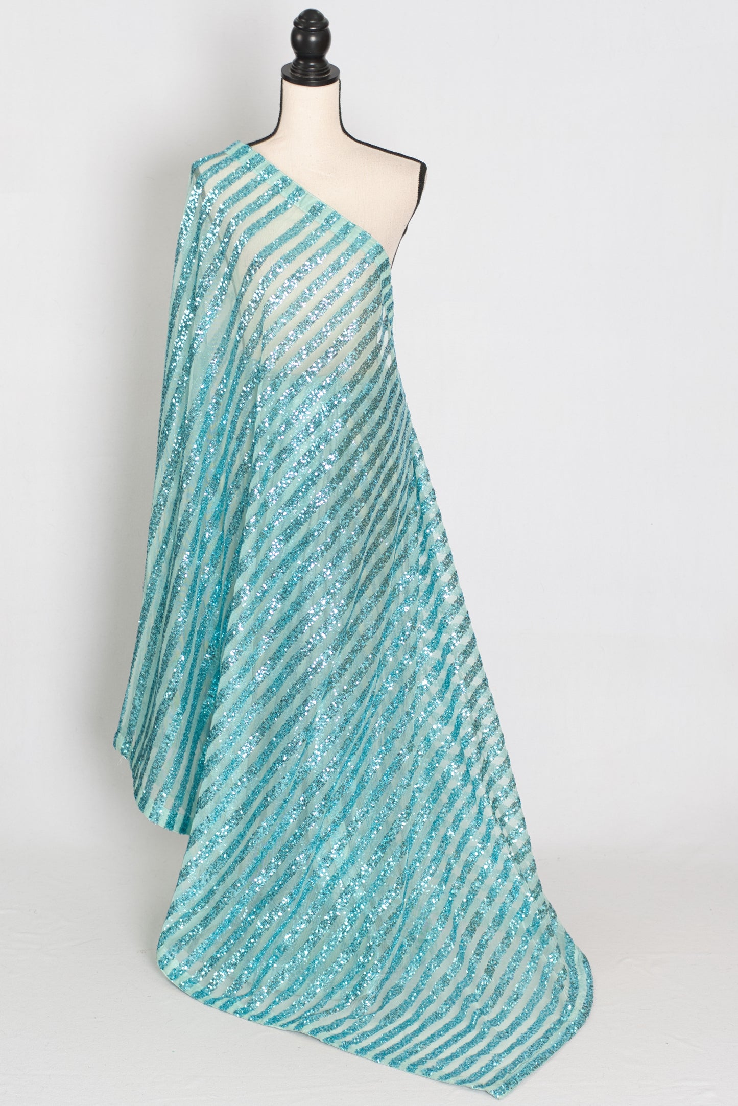 Naaz | Turquoise Blue Sequin Saree | Trending Bollywood Indian Partywear image 2