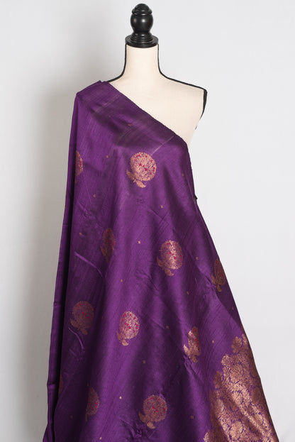 Trina : Purple Minakari Handwoven Pure Raw Silk Banarasi Saree | Silk Mark image 4