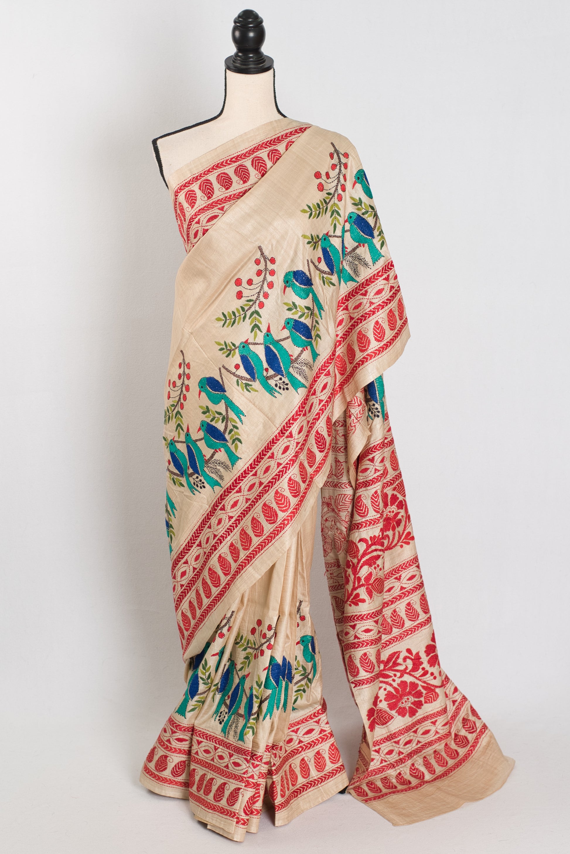 Stuti | Exclusive Bird Motif Hand-Embroidered Gachi Tussar Silk Saree image 0