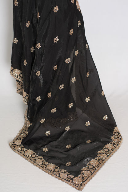 Aanya | Black Tissue Saree | Pre-Stitched Size 34 Blouse (Adjustable to 36/38) image 3