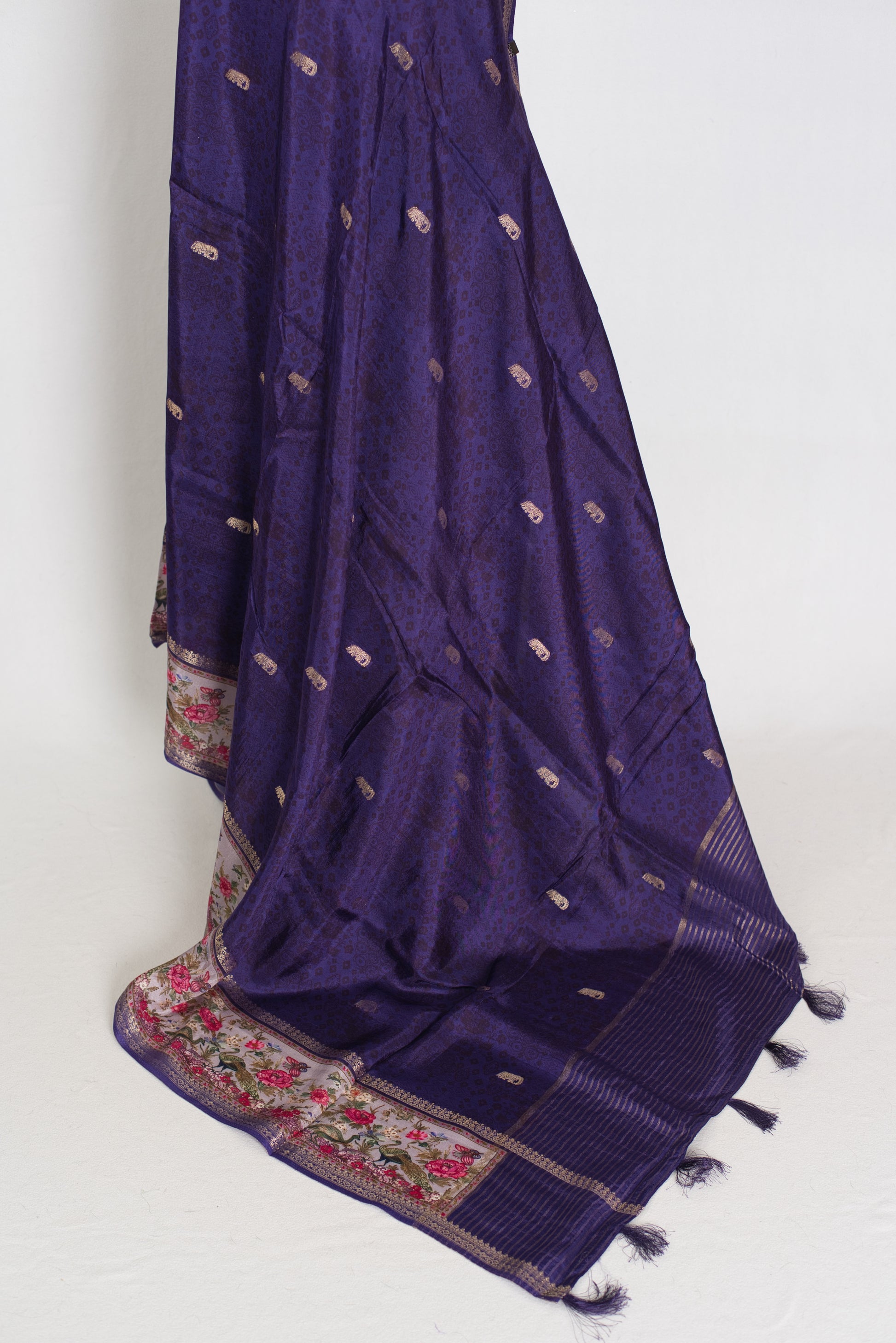 Fiza | Deep Purple Dola Silk Banarasi Saree | Lightweight Luxury image 4