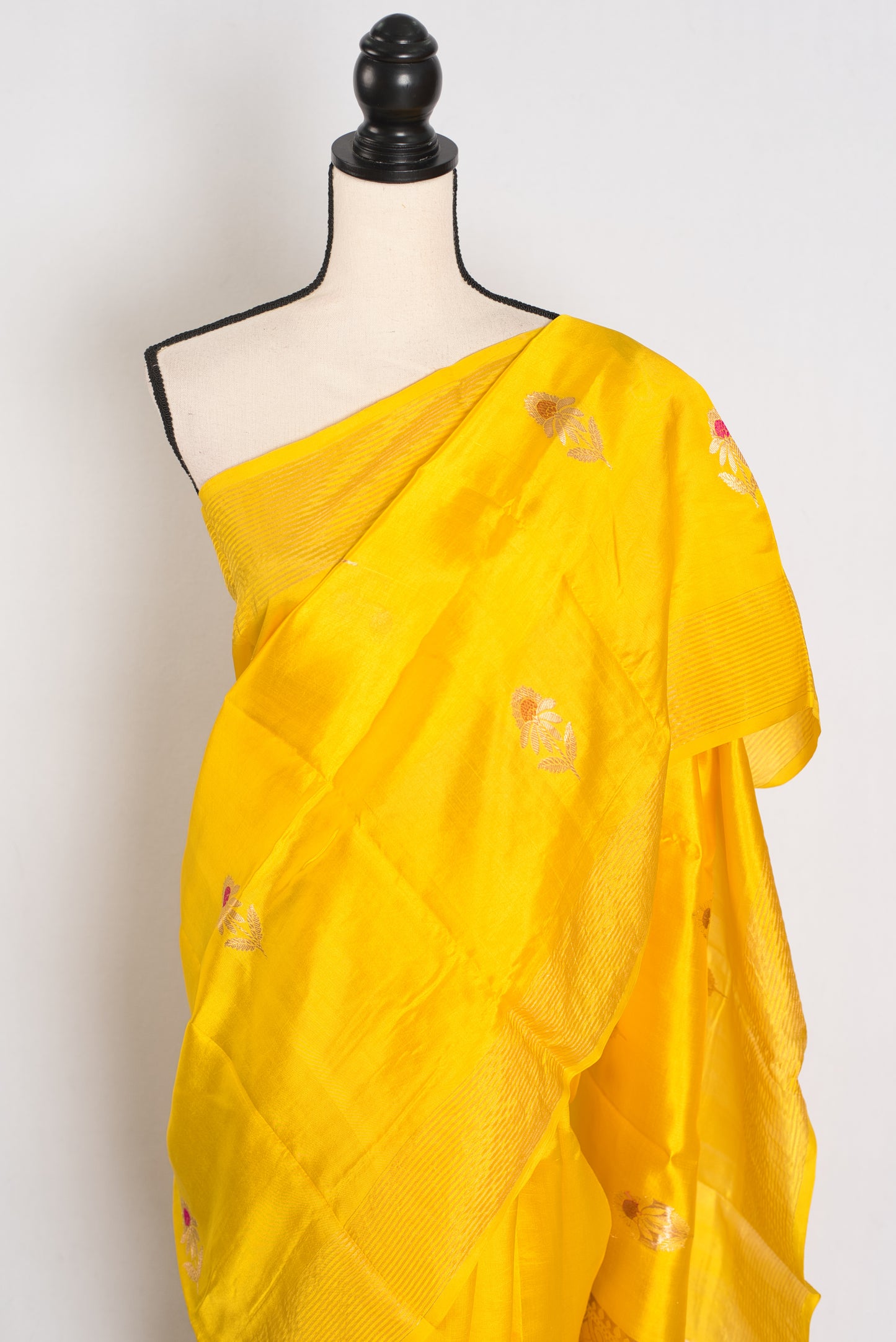 Saira: Bright Yellow Lightweight Banarasi Katan Silk Saree | Silk Mark Certified image 6