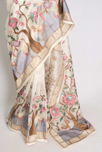 Sandhya : Embroidered Organza Designer Saree with 36 Size Blouse