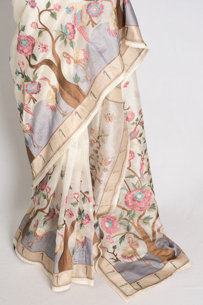 Sandhya : Embroidered Organza Designer Saree with 36 Size Blouse image 6