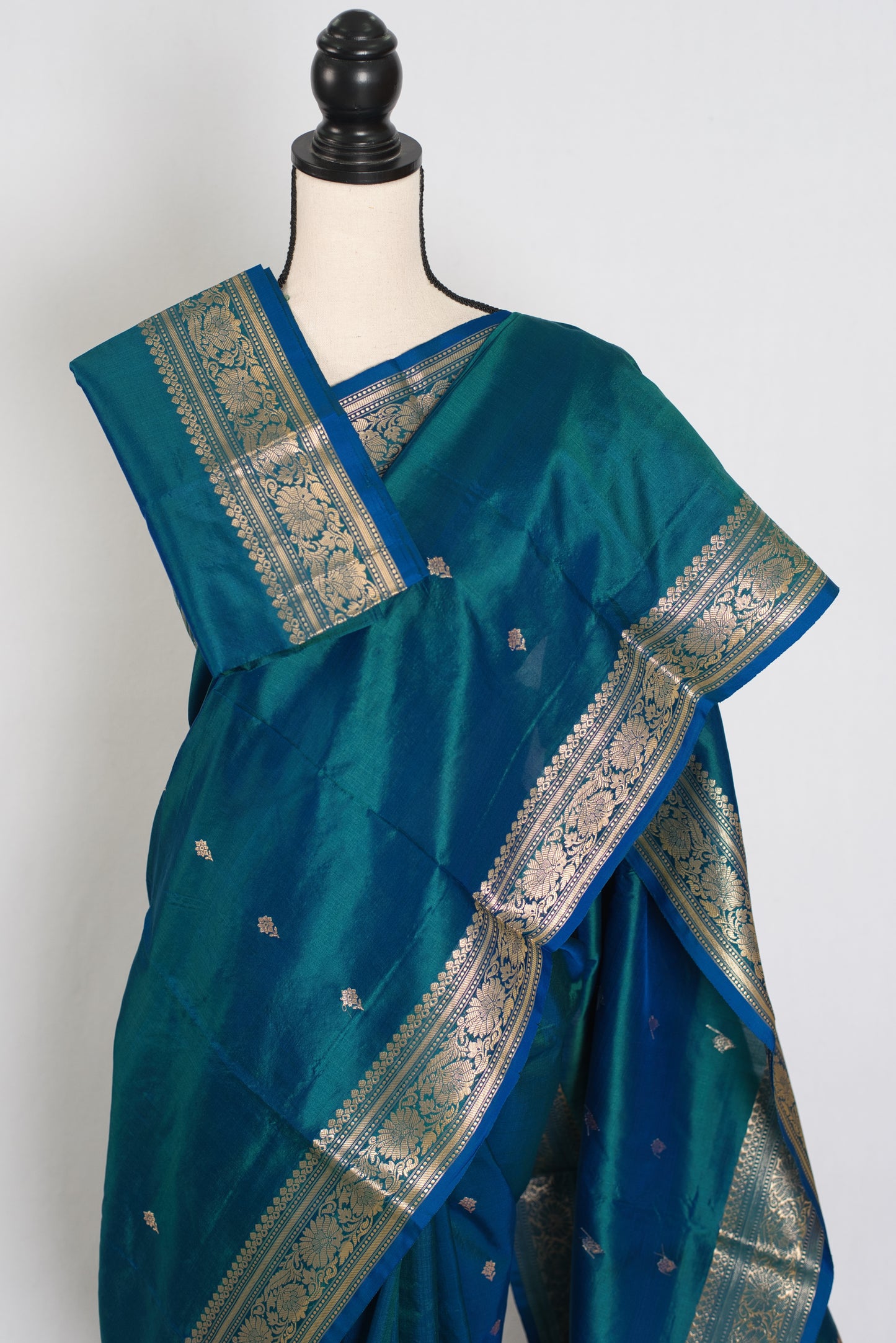 Mayuri | Peacock Blue Pure Katan Silk Banarasi Saree | Silk Mark Certified image 2