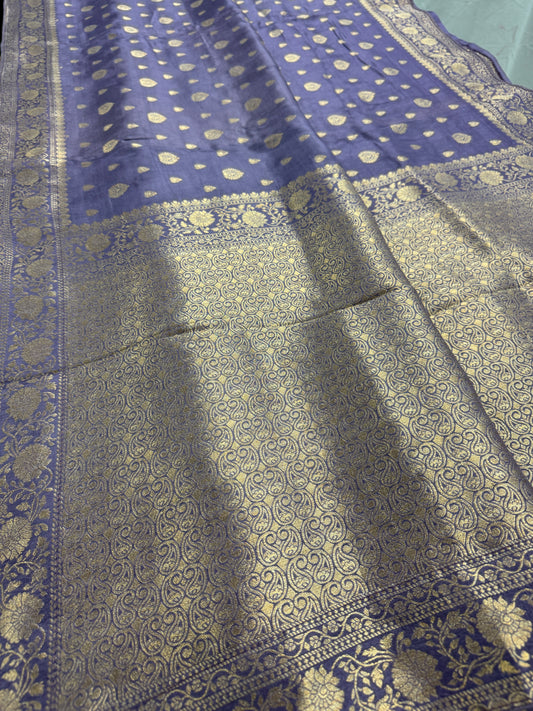 Manjari | Mauve & Gold Dola Silk Banarasi Saree | Soft & Flowy image 1