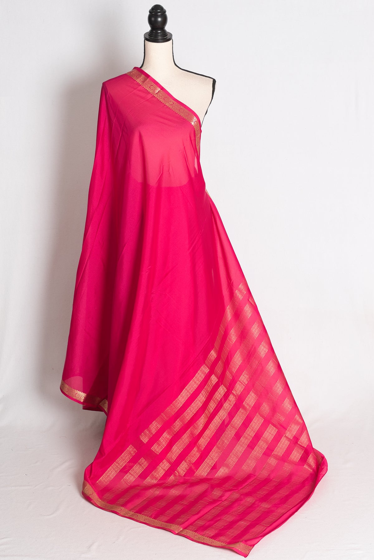 Ritaja: Dark Pink and Gold Budget Friendly Mysore Silk Saree image 1