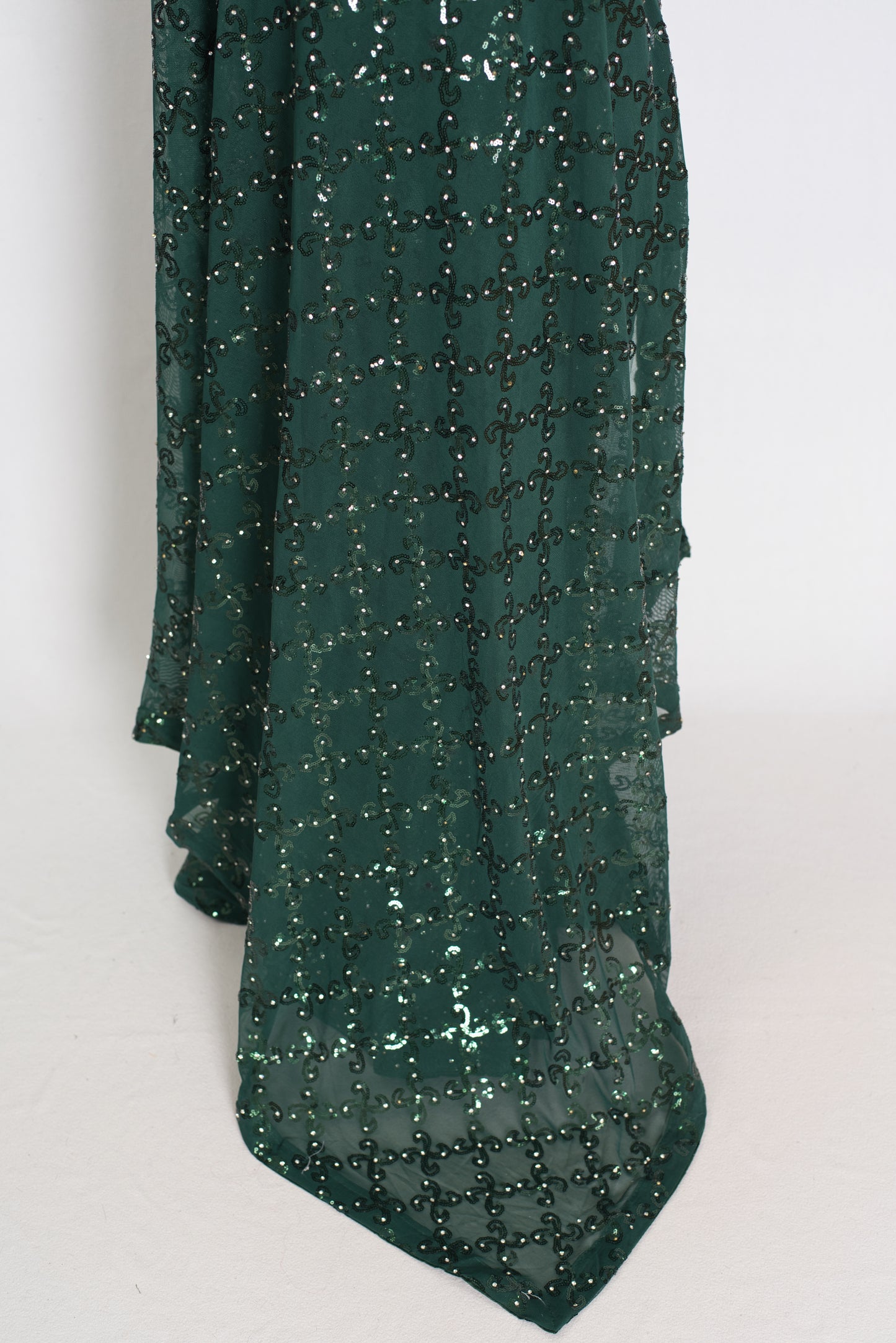 Heena | Dark Green Soft Net Sequin Saree | Bollywood Partywear image 4