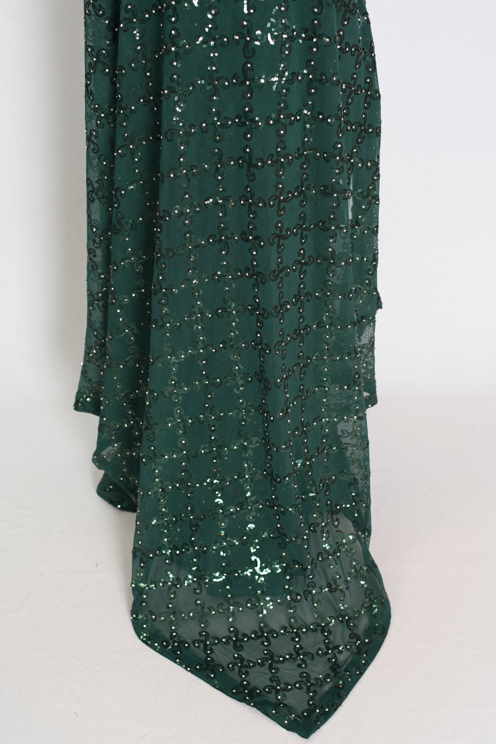 Heena | Dark Green Soft Net Sequin Saree | Bollywood Partywear image 4