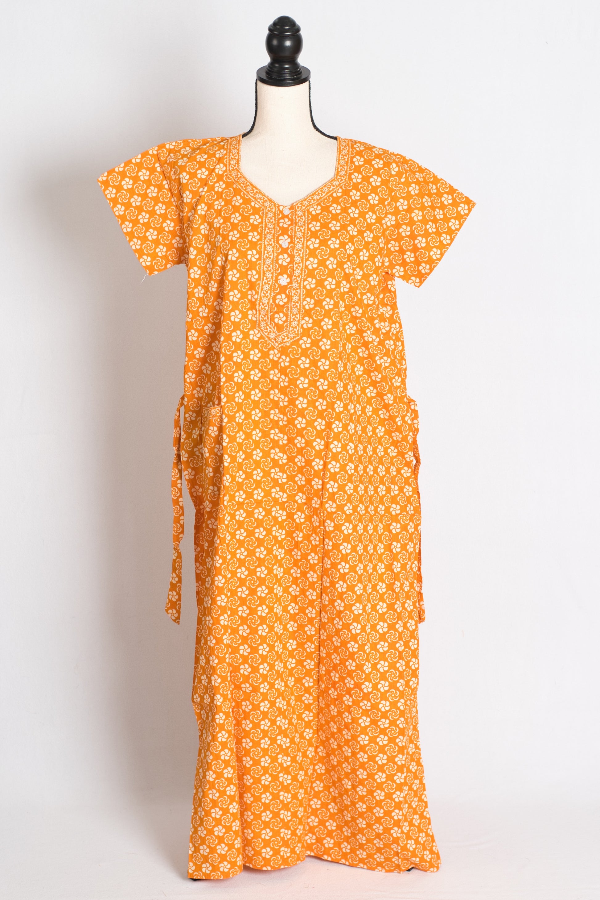 Printed Orange Pure Cotton Nightwear in Regular Size image 1