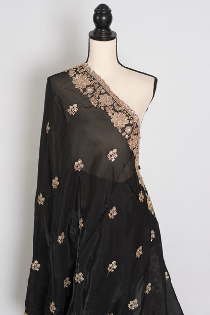 Aanya | Black Tissue Saree | Pre-Stitched Size 34 Blouse (Adjustable to 36/38) image 4