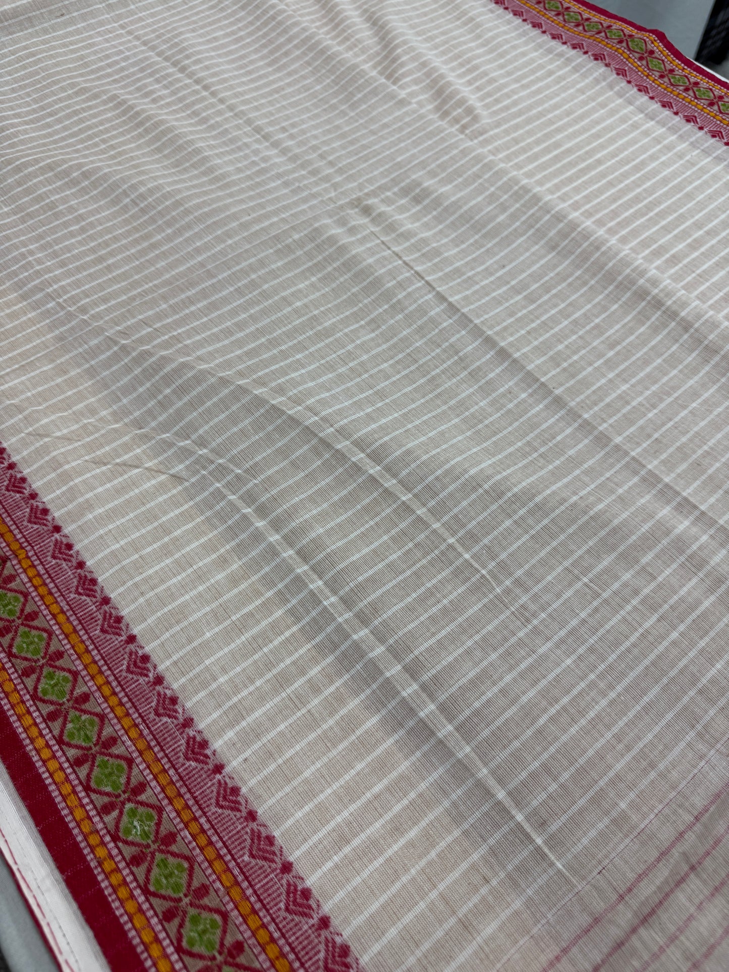 Jamini : Biscuit Brown and Red Soft Cotton Dhaniakhali Saree image 4