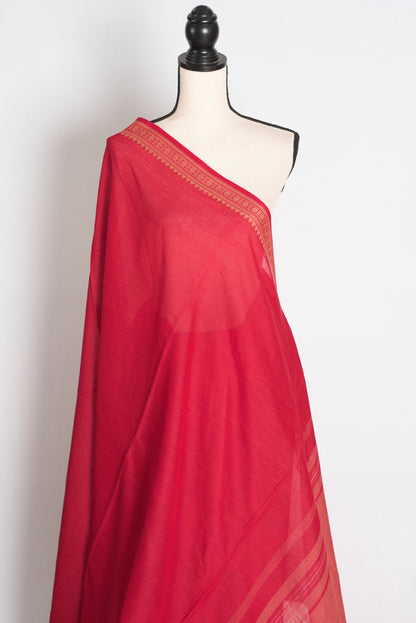 Rich Red Dhaniakhali saree — border detail