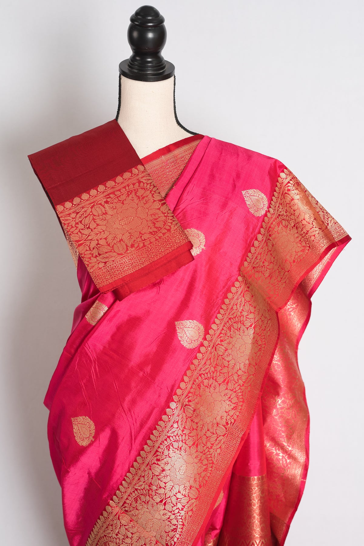 Aalta: Pink and Maroon Banarasi Katan Silk Saree image 2