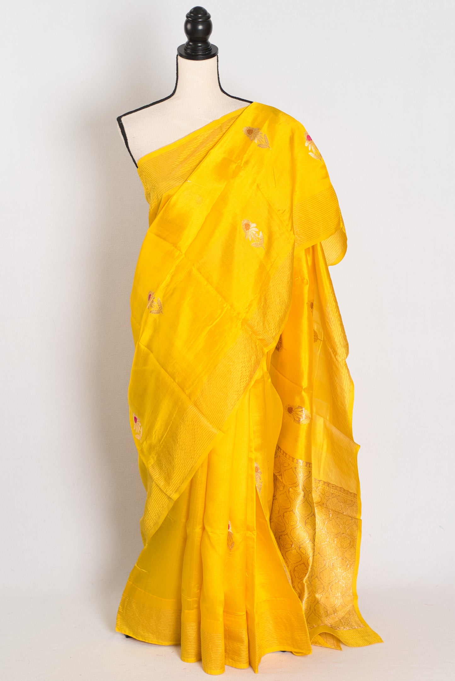 Saira: Bright Yellow Lightweight Banarasi Katan Silk Saree | Silk Mark Certified image 0