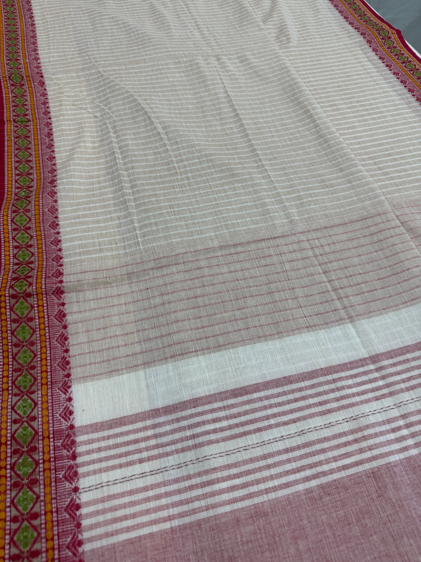 Jamini : Biscuit Brown and Red Soft Cotton Dhaniakhali Saree image 3
