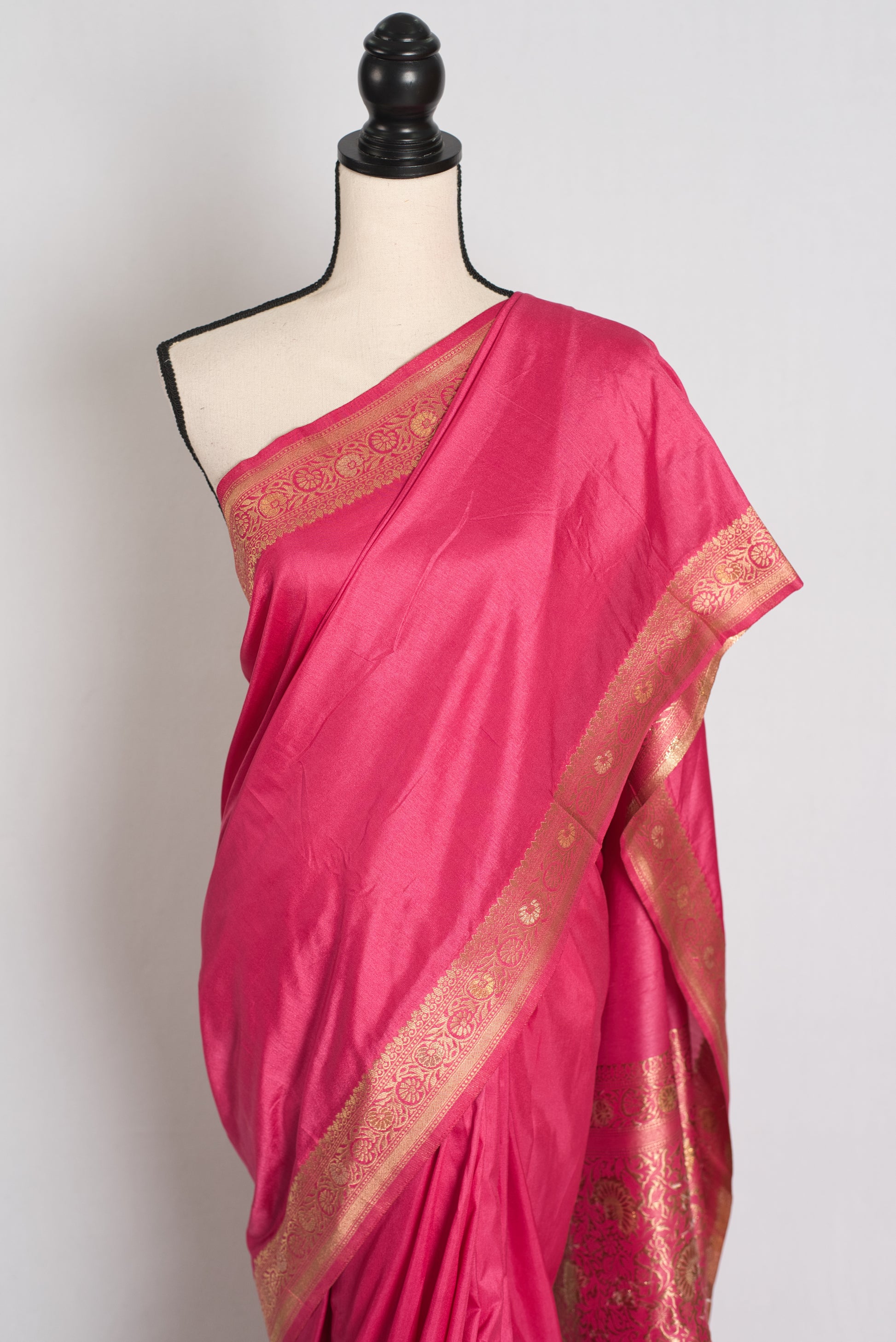 Ranjana : Budget Friendly Blended Valkalam Banarasi Saree in Pink and Gold image 5