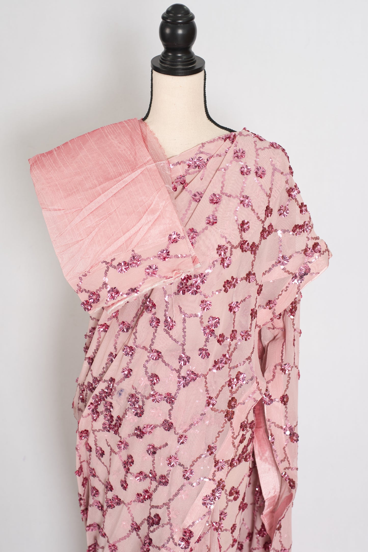 Jasmine | Pastel Pink Soft Net Saree | Trending Bollywood Partywear image 2