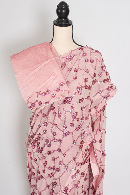 Jasmine | Pastel Pink Soft Net Saree | Trending Bollywood Partywear image 2
