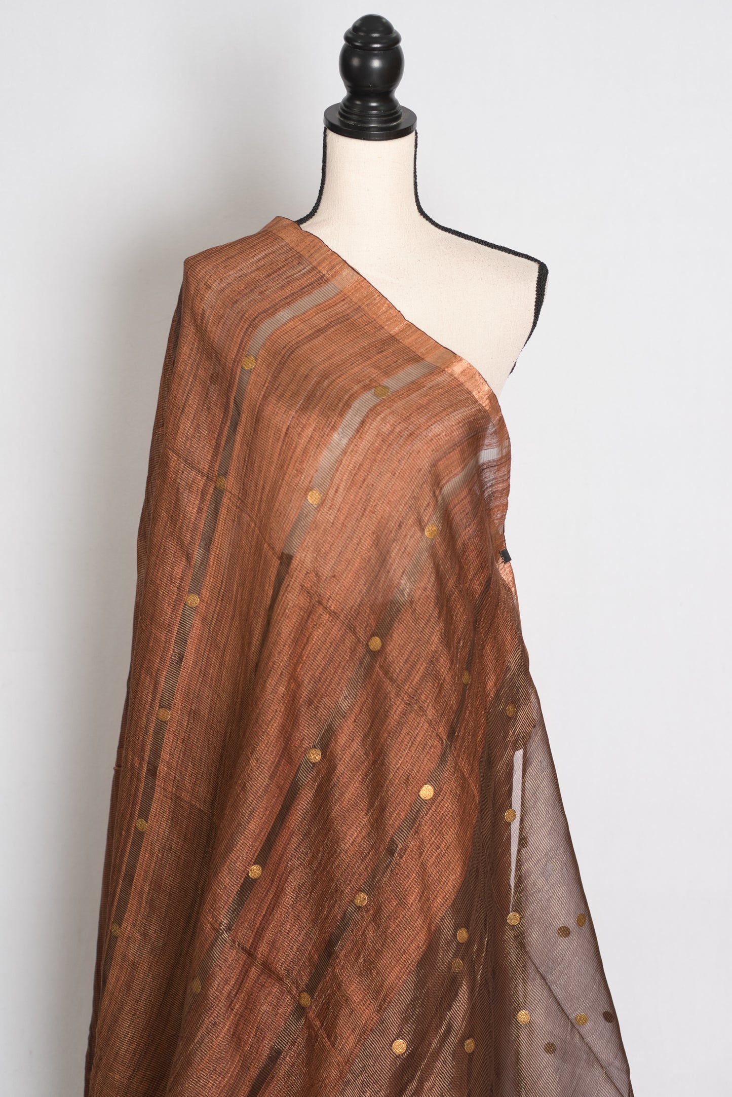 Bidisha Metallic Brown Pure Matka Tissue Bengali Handwoven Saree with Woven Gini image 4