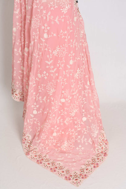 Ragini : Baby Pink Designer Georgette Embroidery Saree image 3