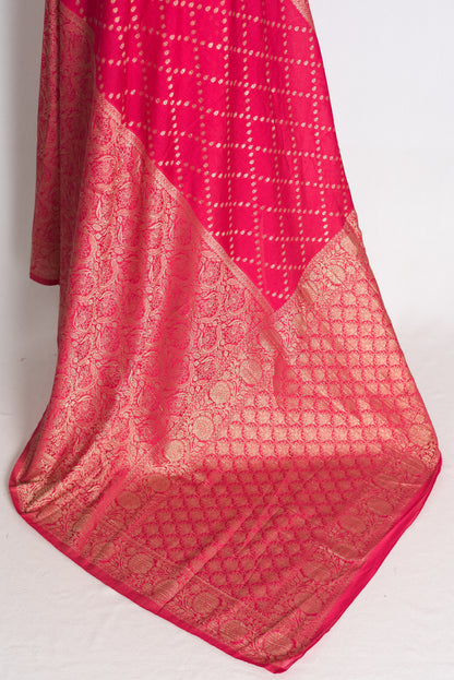 Ria: Rani Pink Semi Georgette Banarasi Saree with Half Skirt Brocade Border image 3