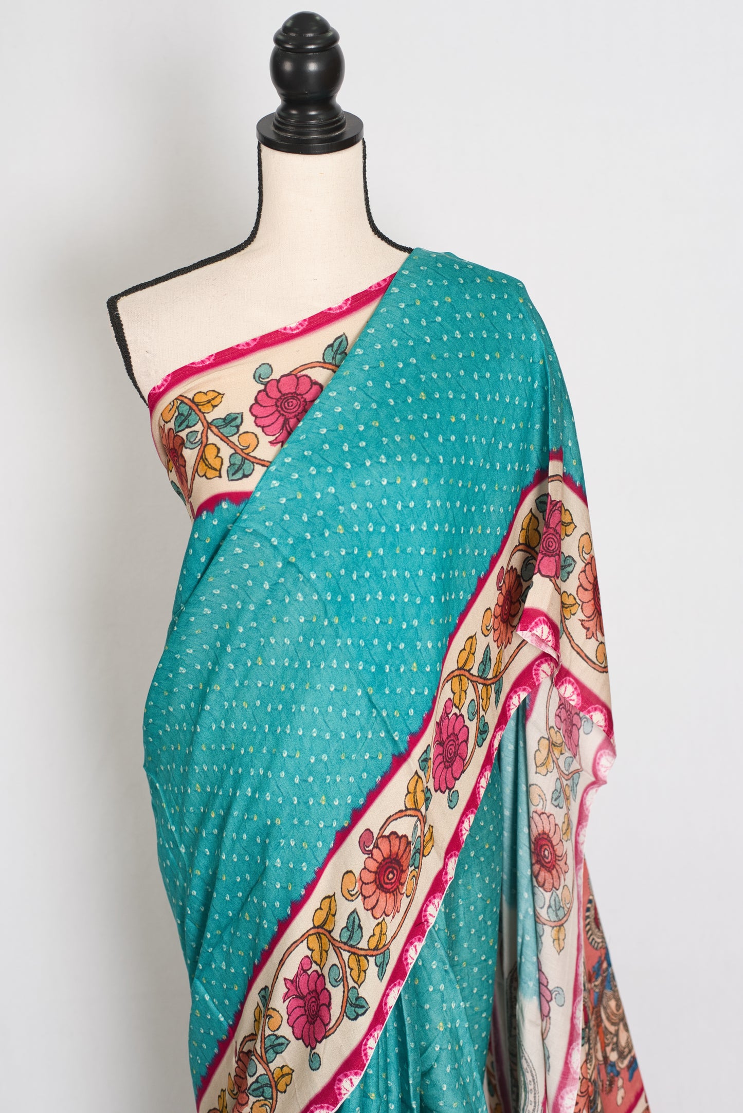 Srija | Turquoise Blue Soft Modal Silk Saree | Contemporary Designer Drape image 6