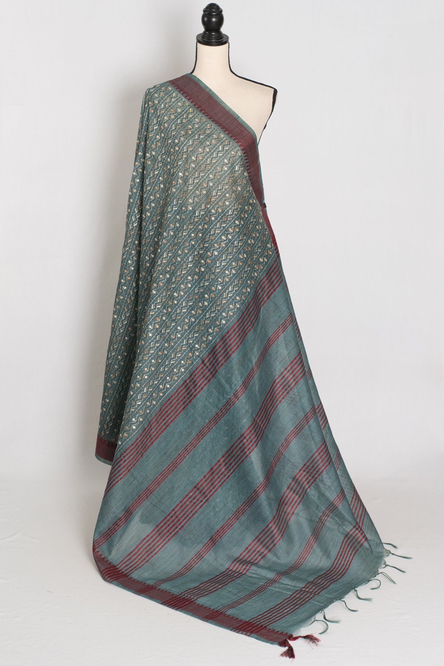 Bithi | Steel Grey Cotton Saree | Lightweight Bengali Heritage image 1