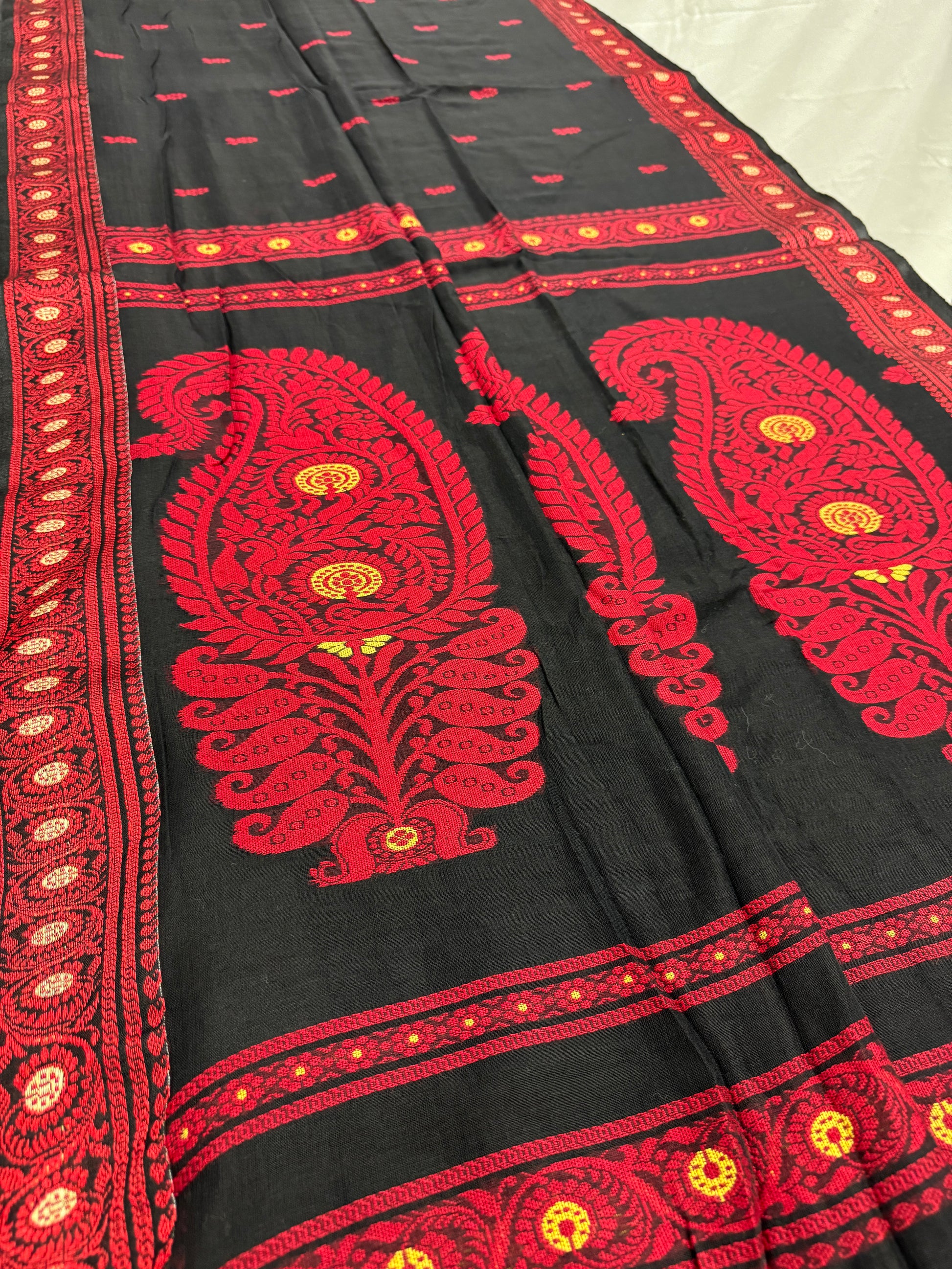 Medha : Black and Red Cotton Baluchari Saree Bengal Handloom image 2