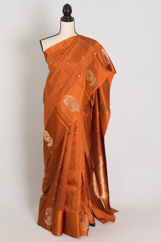 Ragini | Rust Brown & Gold Silk Mark Certified Katan Banarasi Silk Saree image 0