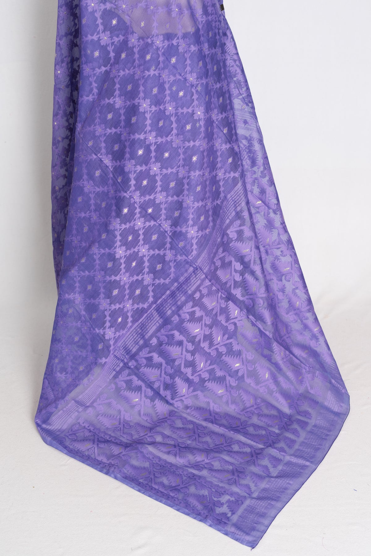 Peu : Iris Purple Soft Blended Cotton Jamdani Saree image 4