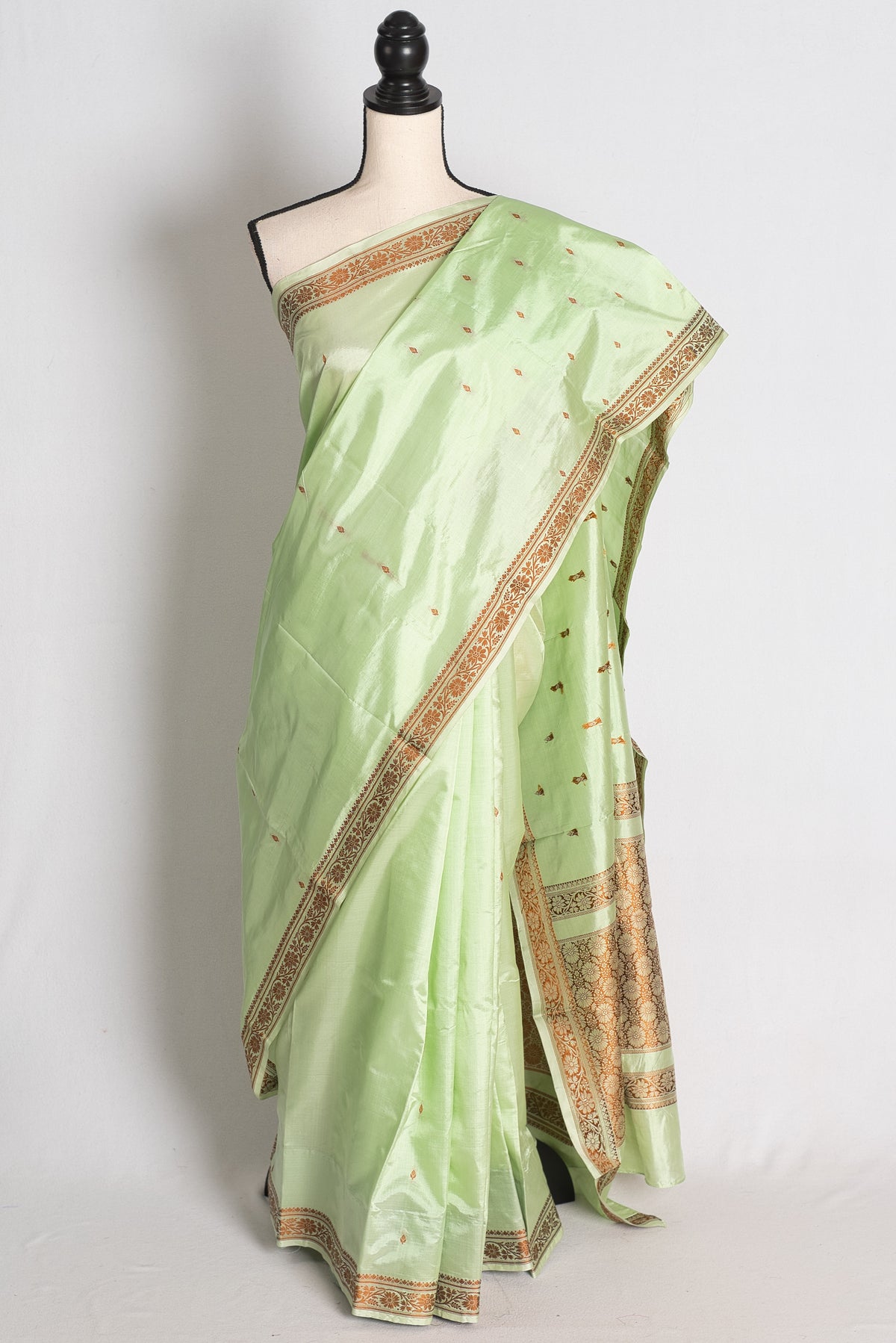 Protha: Sea Green Banarasi Silk Saree with Blouse Piece image 0