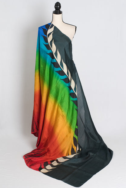 Isha : Exclusive Hand Block Printed Bishnupur Silk Saree image 1