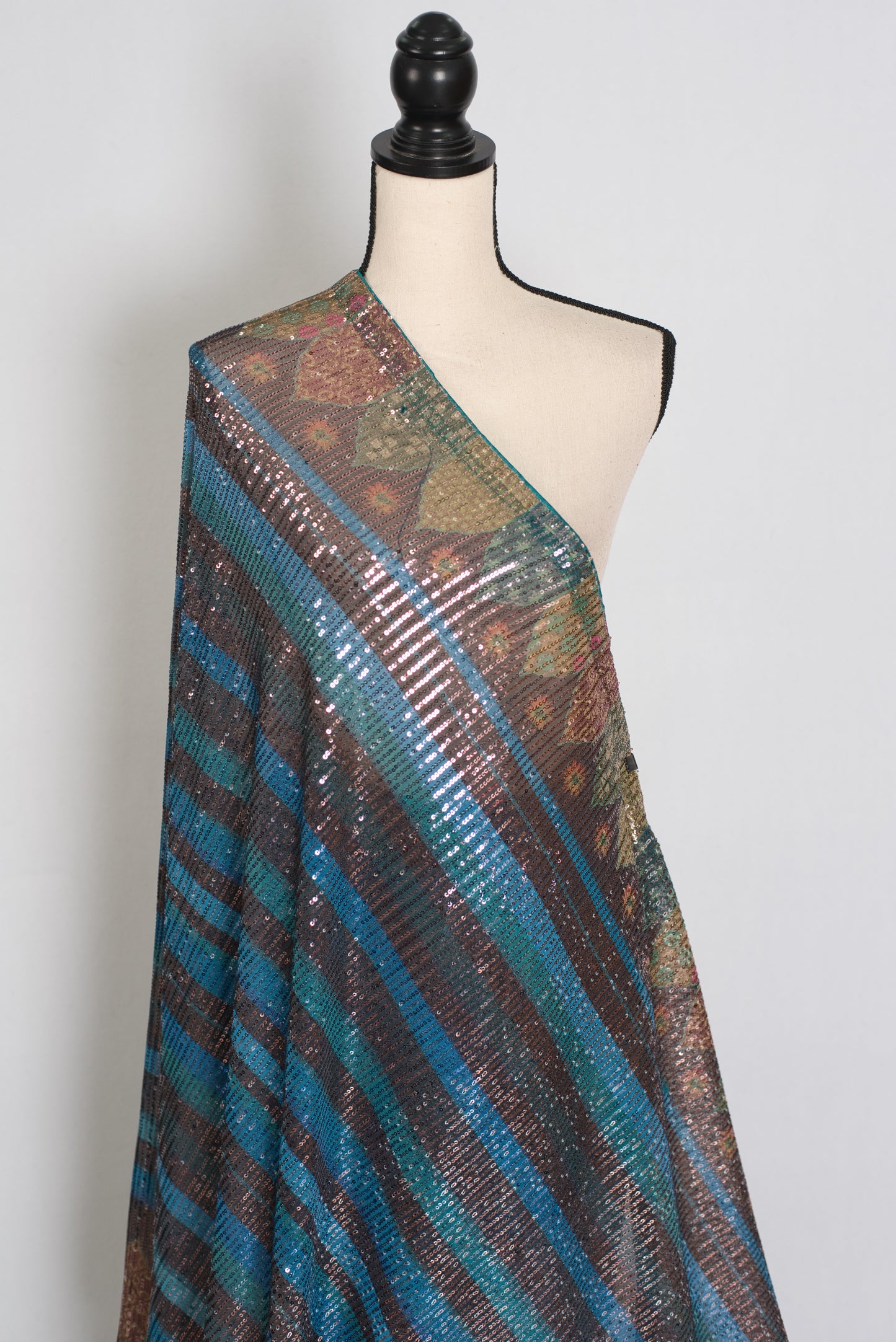 Eva | Metallic Blue & Multi-Tone Sequin Saree | Perfect Cocktail Wear image 4