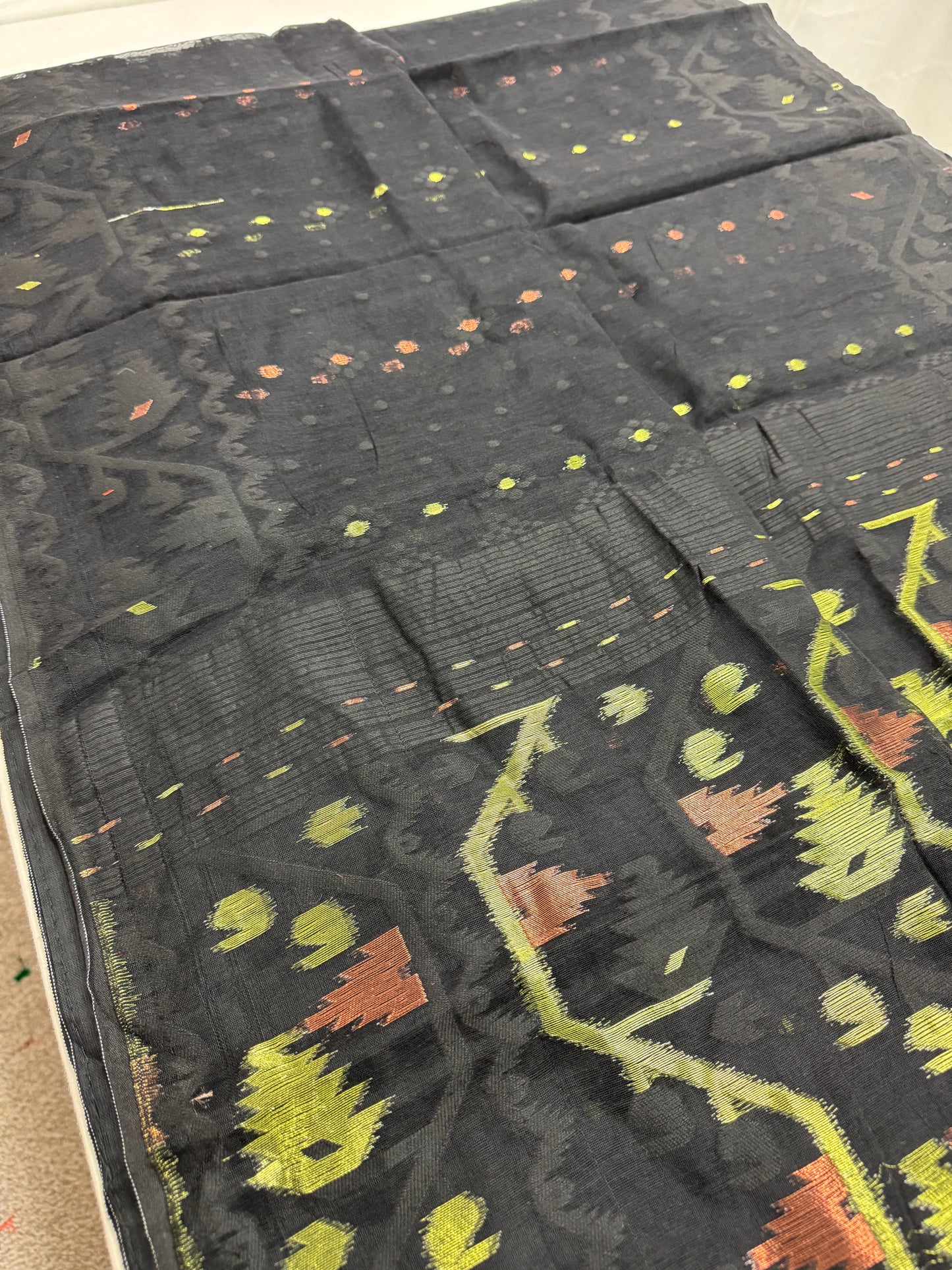 Chandrika : Black Blended Soft Cotton Jamdani Saree image 5