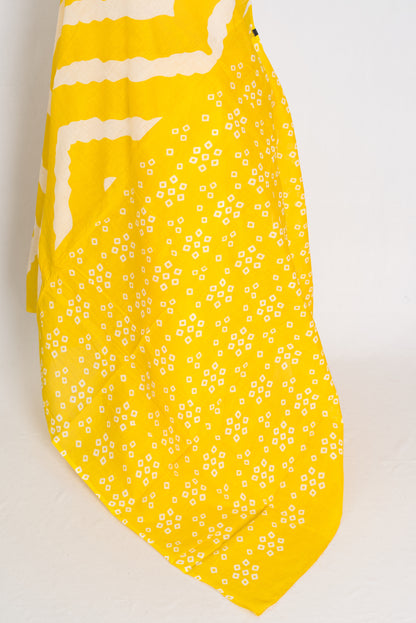 Shalini: Bright Yellow & White Contemporary Bengal Soft Mulmul Cotton Saree image 5