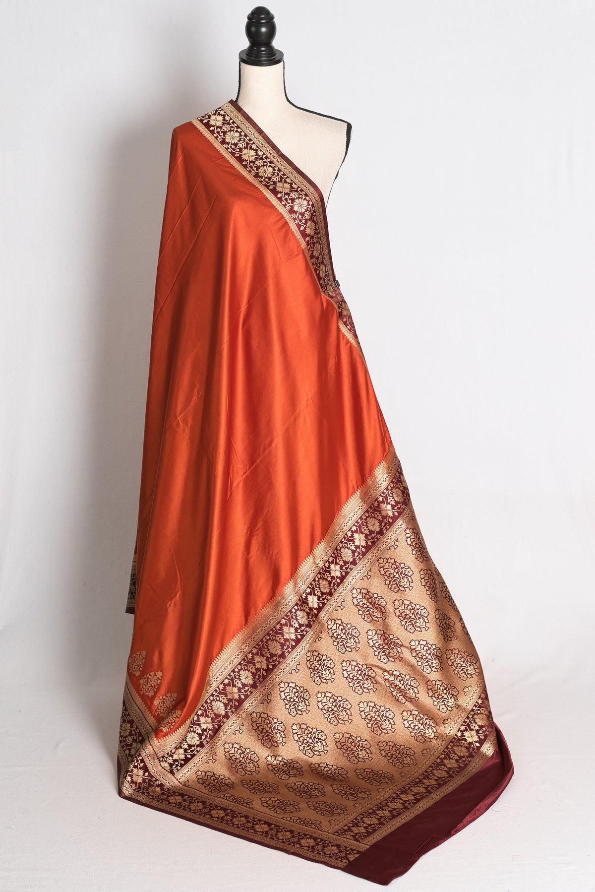Rachana: Rust Brown Semi Mashru Valkalam Banarasi Silk Saree image 1