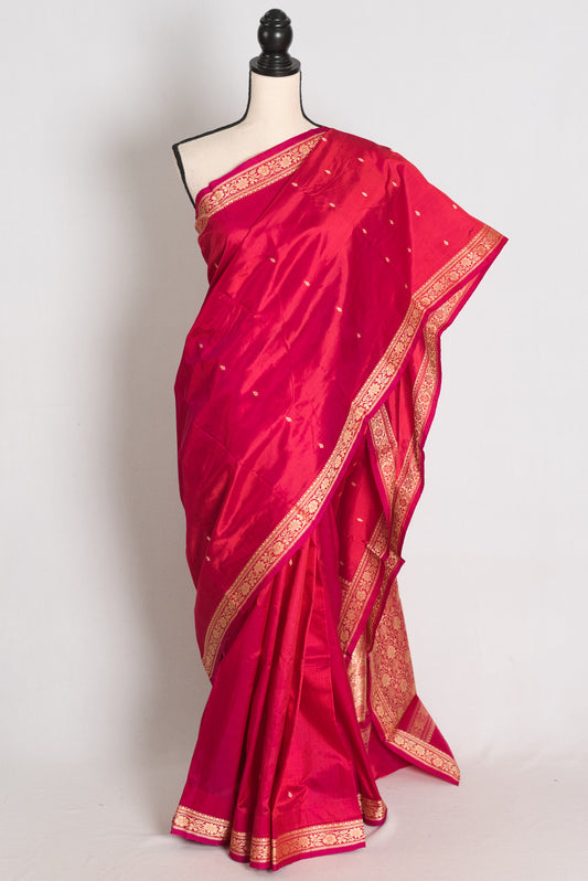 Rosy Pink Banarasi saree — view