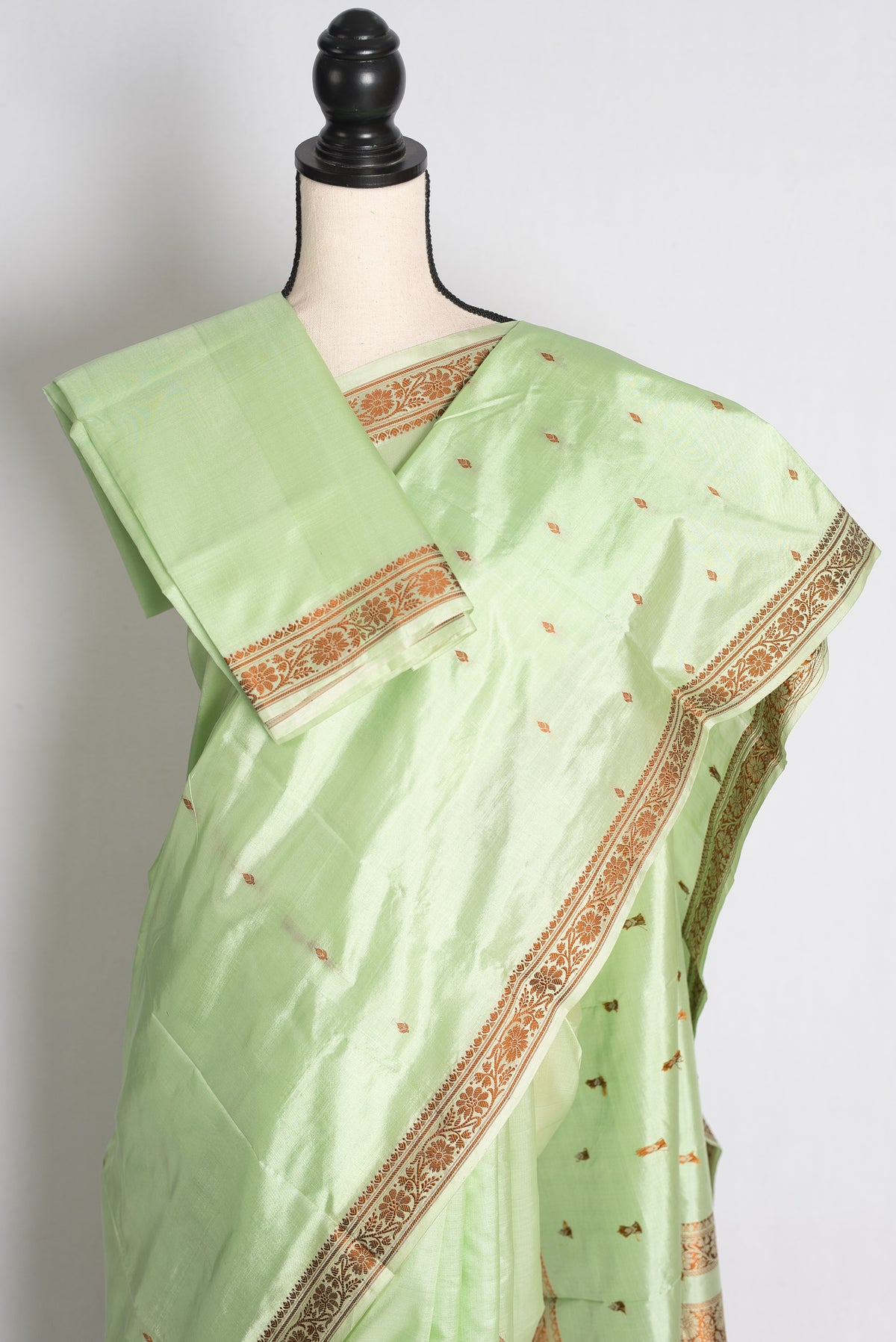 Protha: Sea Green Banarasi Silk Saree with Blouse Piece image 2