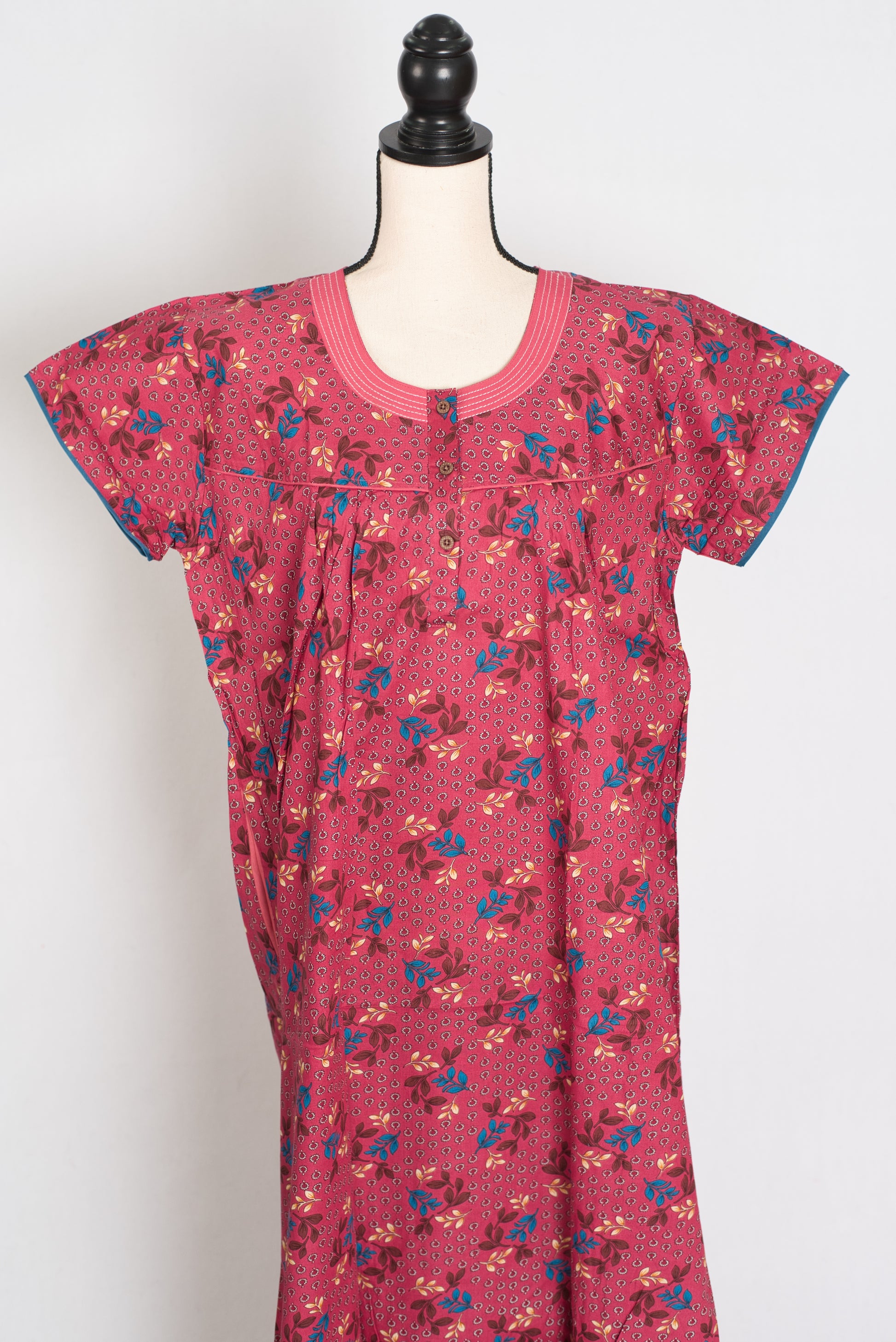 Pink Color Women Indian Cotton Nighty in Regular Size image 1