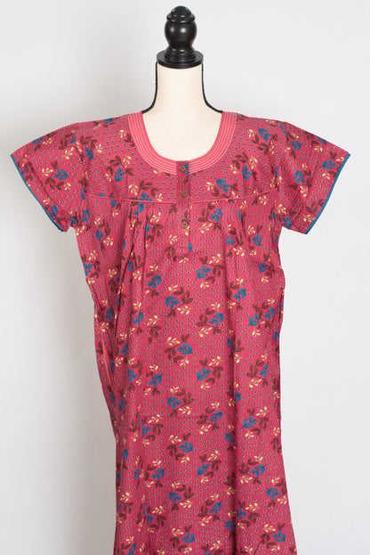 Pink Color Women Indian Cotton Nighty in Regular Size image 1