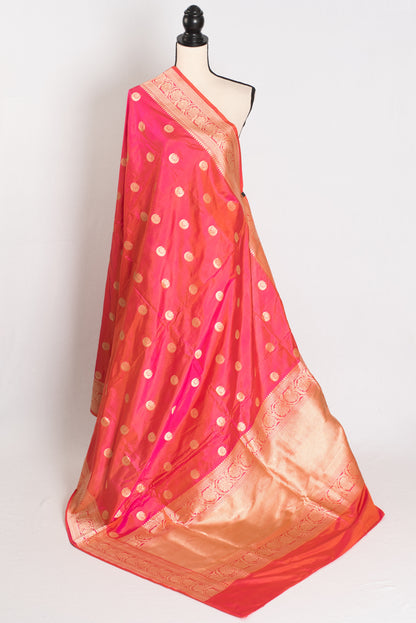 Sonakshi: Silk Mark Certified  Peach and Gold Bridal Banarasi Silk Saree image 1