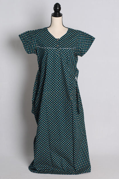 Dark Green Pure Cotton Indian Women Nighty in Size 2 XL image 1